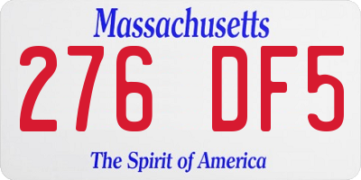 MA license plate 276DF5