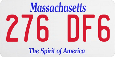 MA license plate 276DF6