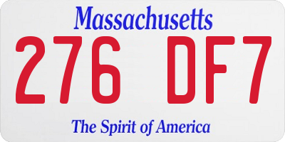 MA license plate 276DF7