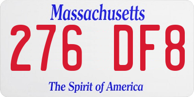 MA license plate 276DF8