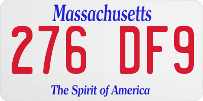 MA license plate 276DF9