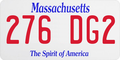 MA license plate 276DG2
