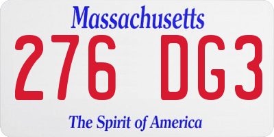 MA license plate 276DG3