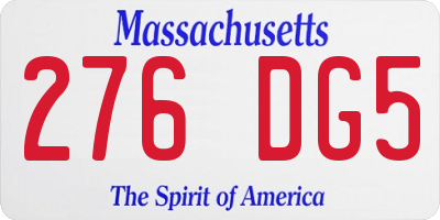 MA license plate 276DG5