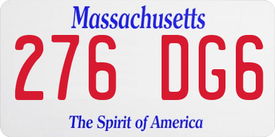 MA license plate 276DG6