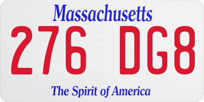 MA license plate 276DG8