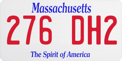 MA license plate 276DH2