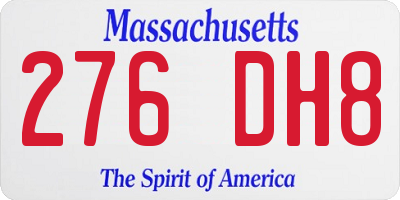 MA license plate 276DH8