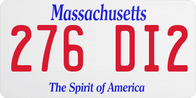 MA license plate 276DI2