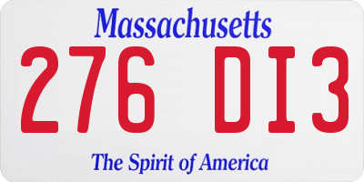 MA license plate 276DI3