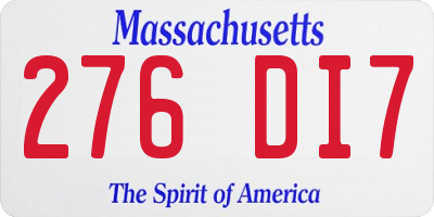 MA license plate 276DI7