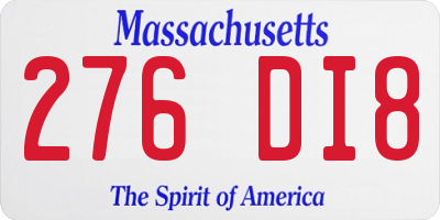 MA license plate 276DI8