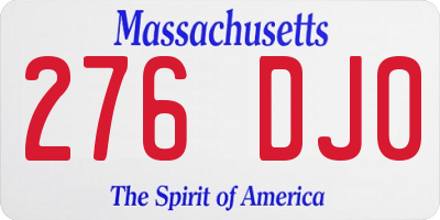 MA license plate 276DJ0