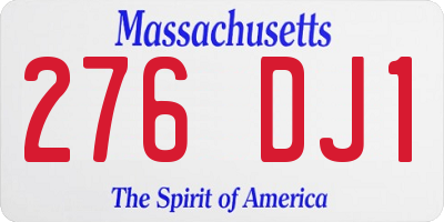 MA license plate 276DJ1