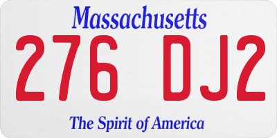 MA license plate 276DJ2