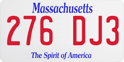 MA license plate 276DJ3