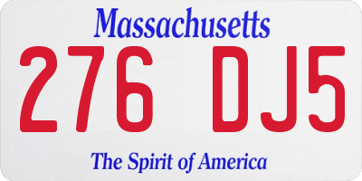 MA license plate 276DJ5
