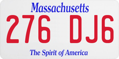 MA license plate 276DJ6