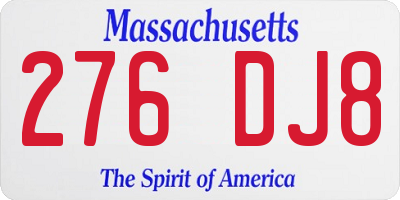 MA license plate 276DJ8