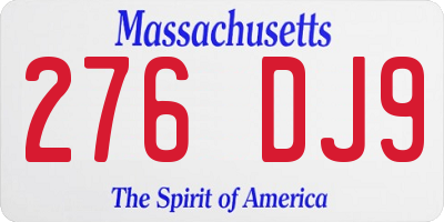 MA license plate 276DJ9