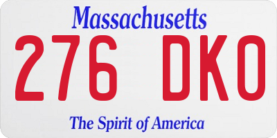 MA license plate 276DK0