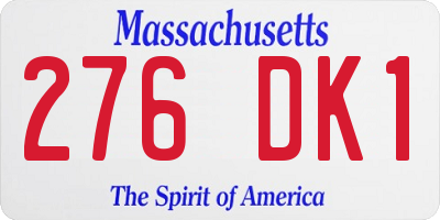 MA license plate 276DK1