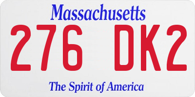 MA license plate 276DK2