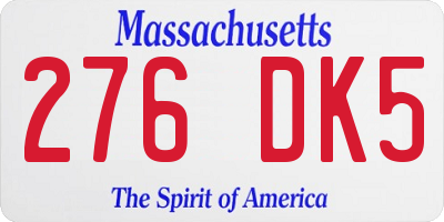 MA license plate 276DK5