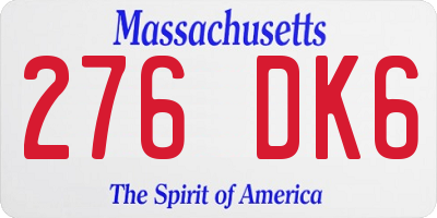 MA license plate 276DK6