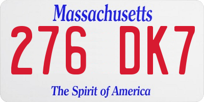 MA license plate 276DK7