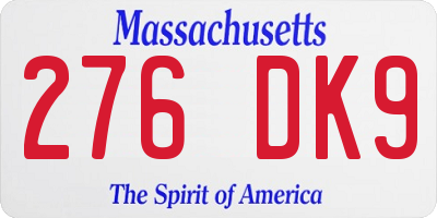 MA license plate 276DK9