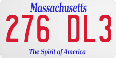 MA license plate 276DL3