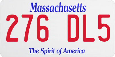 MA license plate 276DL5