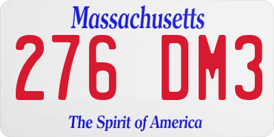 MA license plate 276DM3