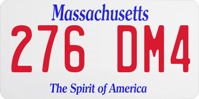MA license plate 276DM4