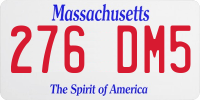 MA license plate 276DM5