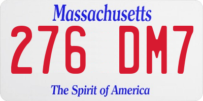 MA license plate 276DM7