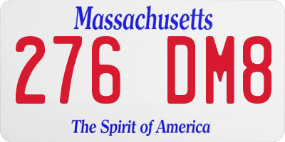 MA license plate 276DM8
