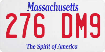 MA license plate 276DM9