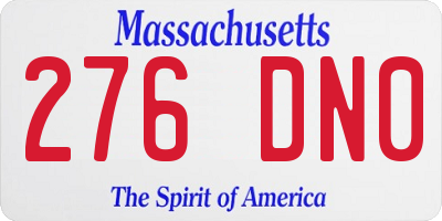 MA license plate 276DN0