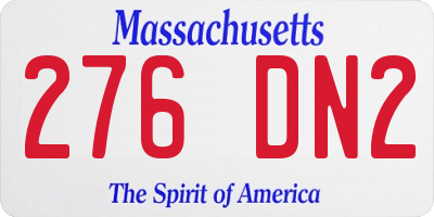 MA license plate 276DN2