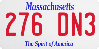 MA license plate 276DN3