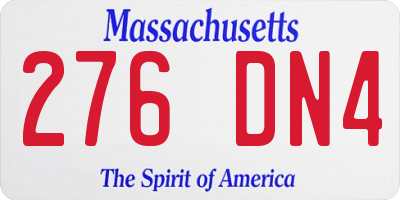MA license plate 276DN4