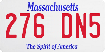 MA license plate 276DN5