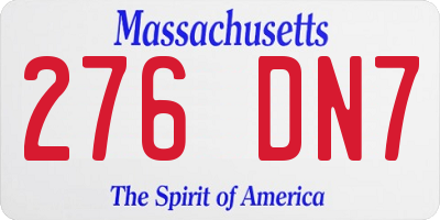 MA license plate 276DN7