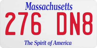 MA license plate 276DN8