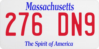 MA license plate 276DN9