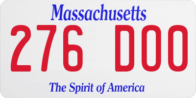 MA license plate 276DO0