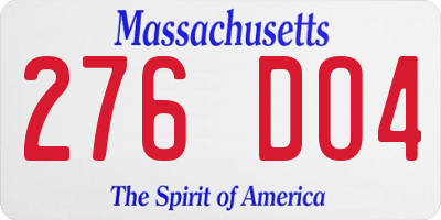 MA license plate 276DO4
