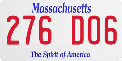MA license plate 276DO6